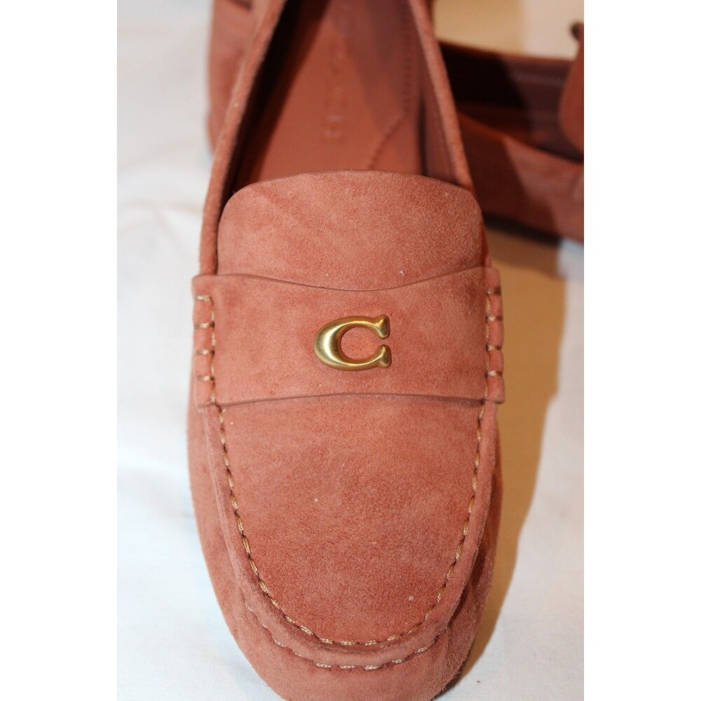 COACH SCULPT C LOGO SLIP ON DRIVER SUEDE LOAFER MOCASSINS CLAY SZ 8.5 NEW - Picture 3 of 9